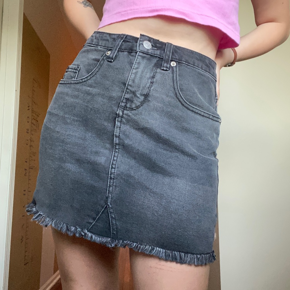 Black denim skirt